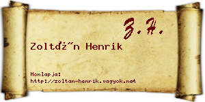 Zoltán Henrik névjegykártya